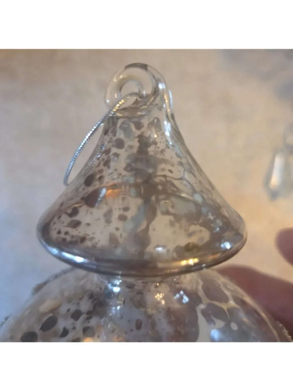 2 Clear Glass Ornaments Embellished Christmas 8 and 9 Inches